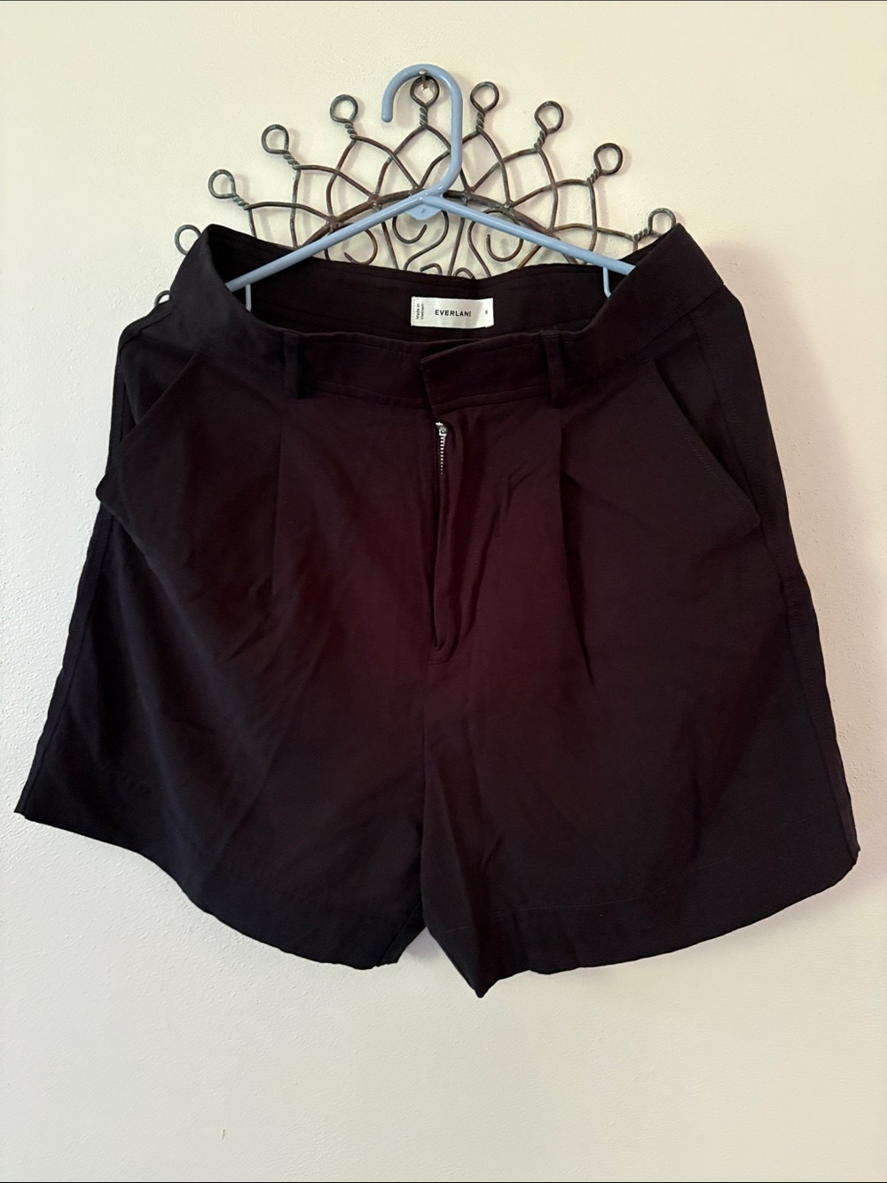 Everlane Tencel Black High-Rise Tailored Bermuda Shorts